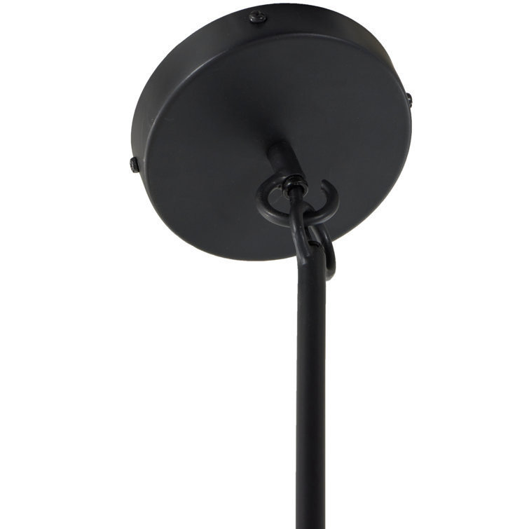 Matte Black 12" Pendant Light with Antiqued Iron Finish