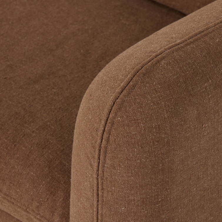 Brown Fabric Three-Piece Sectional Sofa with Ottoman