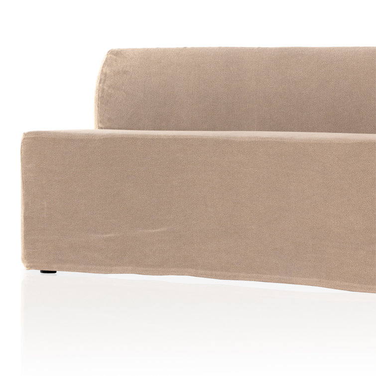 Canvas Linen Upholstered Dining Bench with Slipcover, 82"