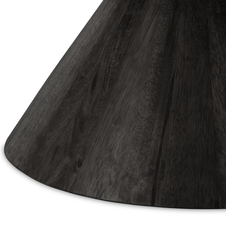 Worn Black Round Reclaimed Wood Dining Table with Sculptural Base