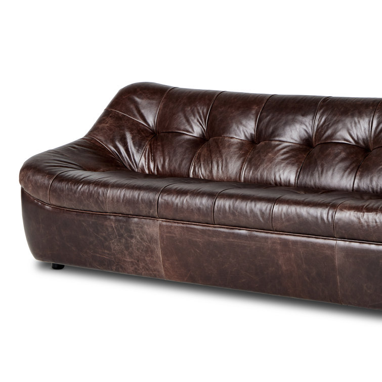Farley Dark Brown Leather Tufted Armless Sofa