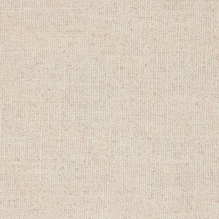 Beige Linen and Mahogany 3-Drawer Nightstand