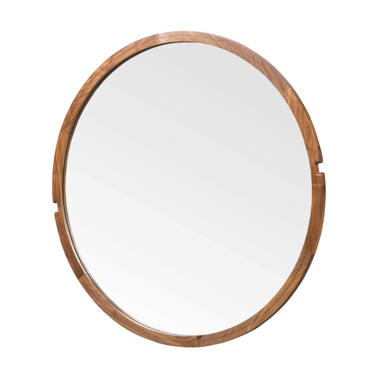 Jacobsen Walnut Wood Round Wall Mirror