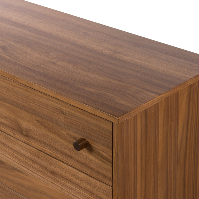 Walnut and Black 6-Drawer Double Dresser
