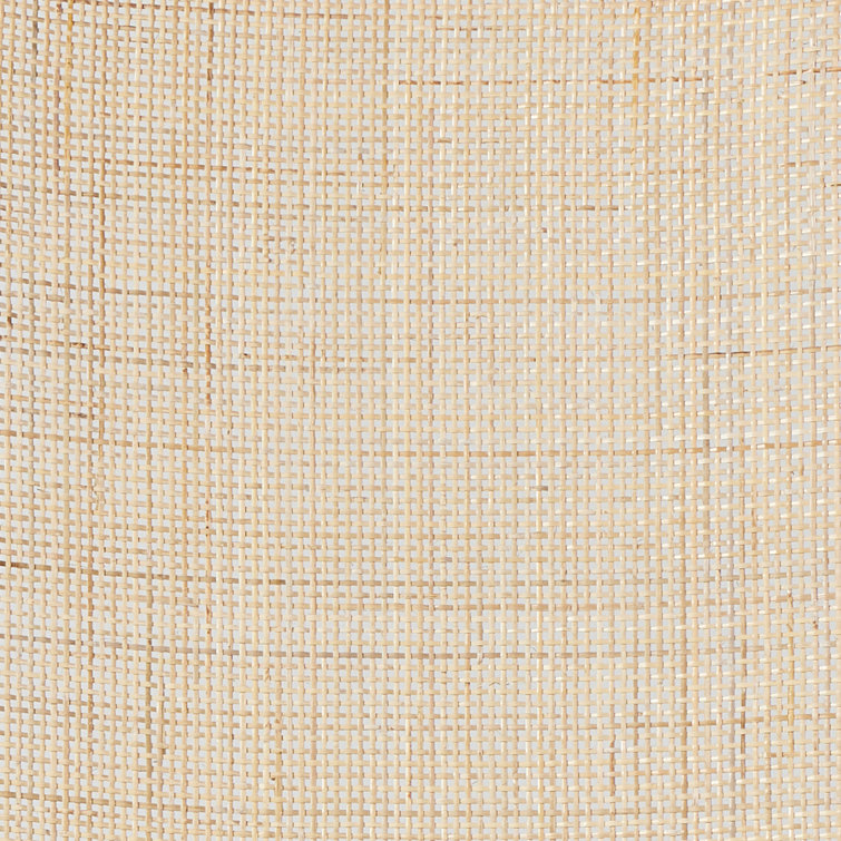 High Back White Linen and Cane Wood Side Chair