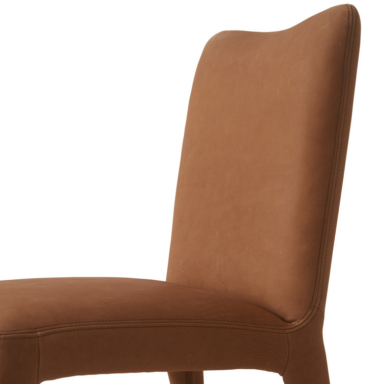 Camel Genuine Leather Upholstered Counter Stool with Iron Frame