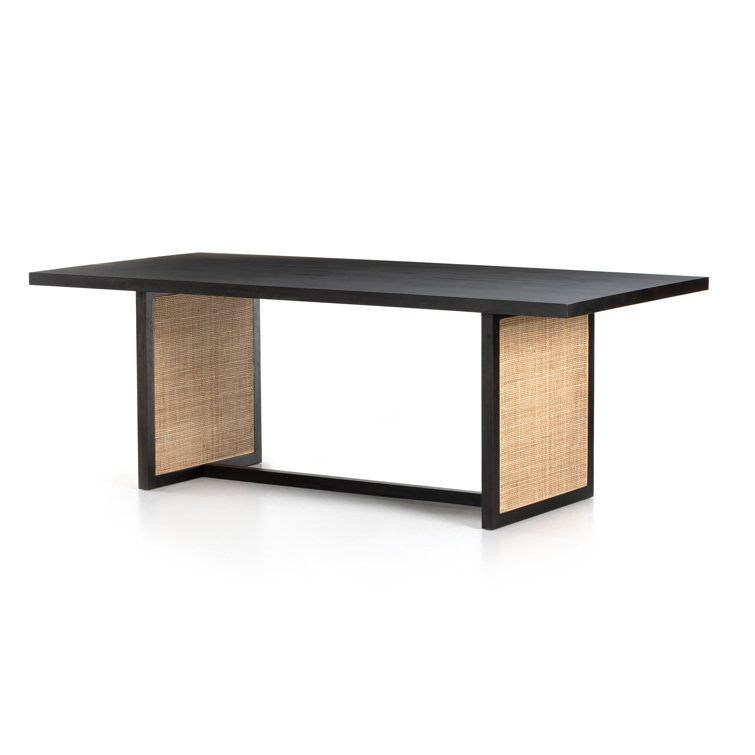 Clarita 84'' Black Mango & Natural Cane Contemporary Dining Table