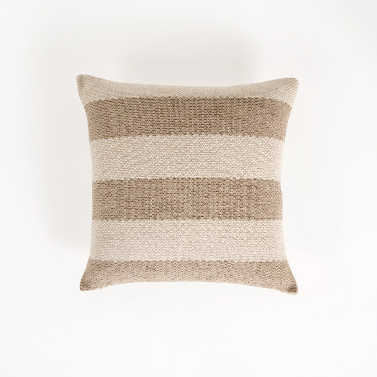 Tarbett Beige and Off-White Striped Square Outdoor Pillow