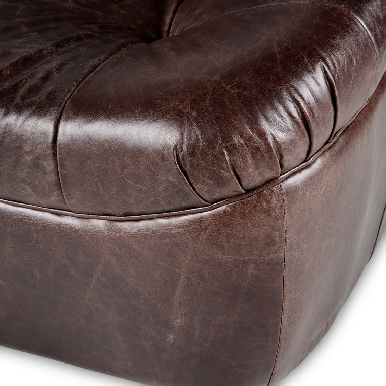 Farley Dark Brown Leather Tufted Armless Sofa
