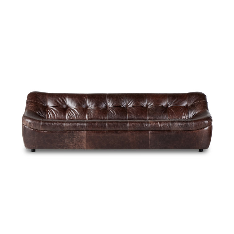 Farley Dark Brown Leather Tufted Armless Sofa
