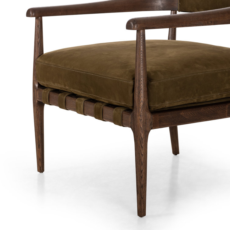 Cottswald Moss Nubuck Terra Brown Ash Wood Leather Chair