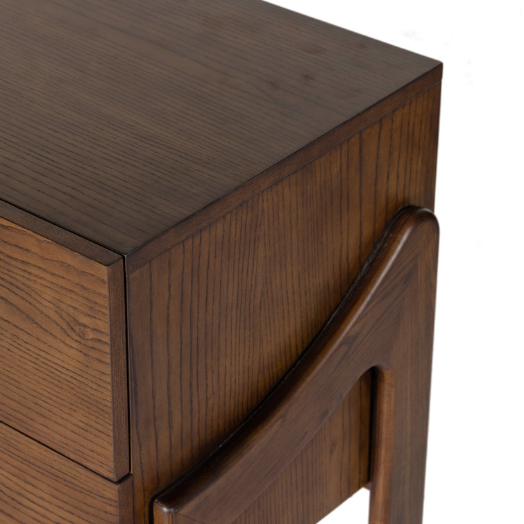 Terra Brown Ash Solid Wood 2-Drawer Nightstand
