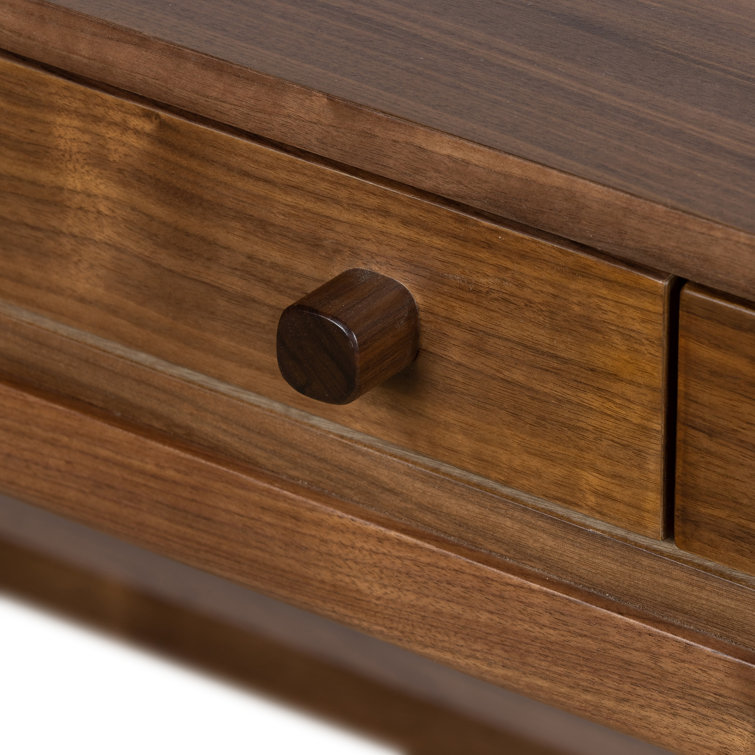 Daniella Modern Campaign Walnut Desk with Drawers - Brown