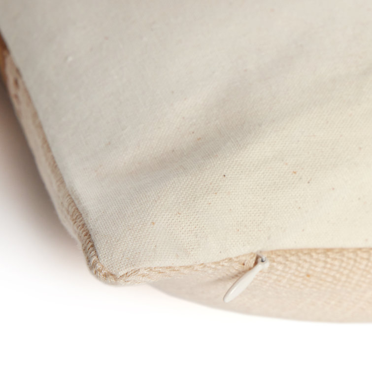 Handwoven Beige and Brown Cotton Lumbar Pillow