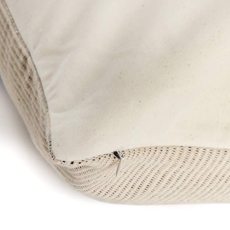 Merido Black and Beige Handwoven Cotton Square Throw Pillow