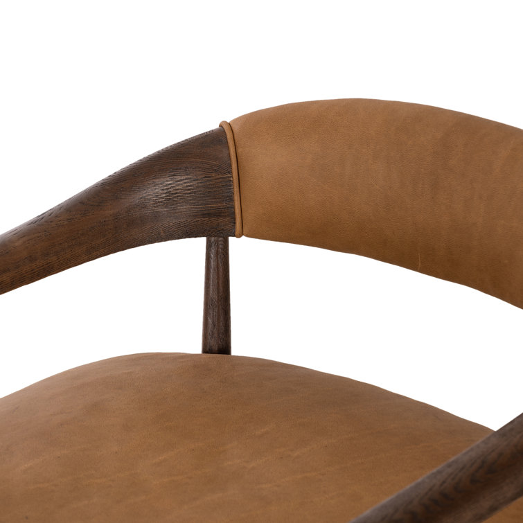 Sustainably Sourced Eucapel Cocoa Leather and Wood Chair