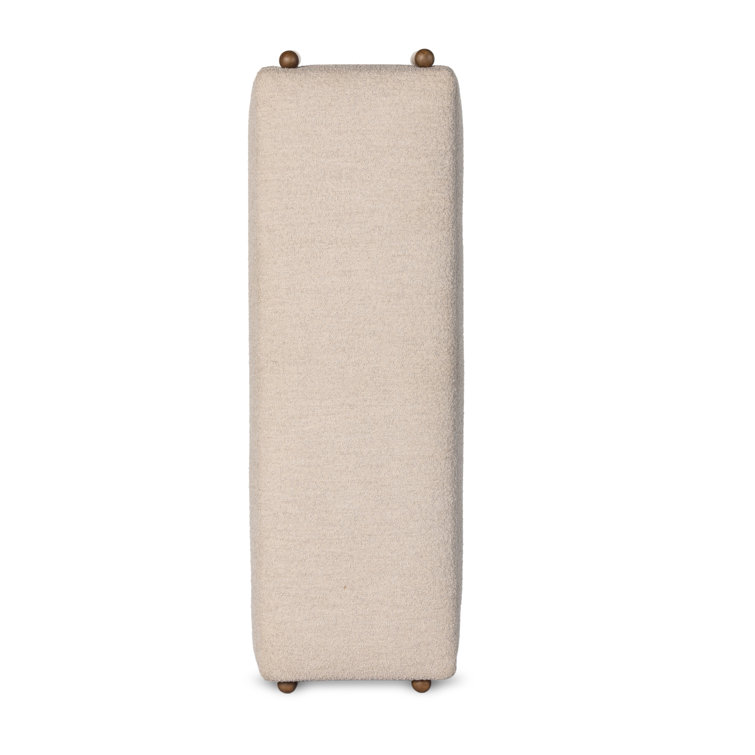Knoll Sand Boucle Upholstered Storage Trunk with Wooden Legs
