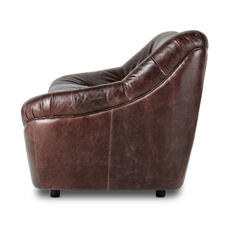 Farley Dark Brown Leather Tufted Armless Sofa