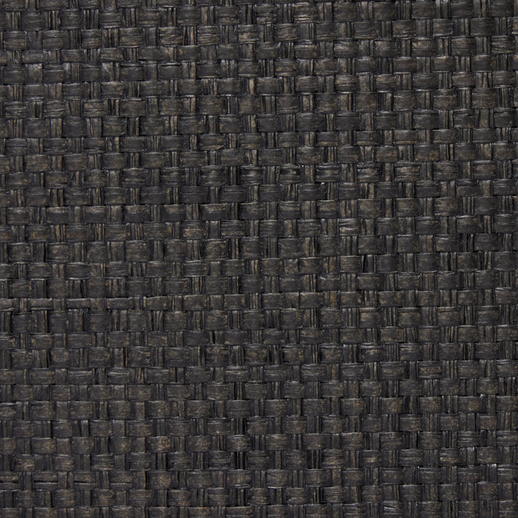 Black Raffia and Mahogany 2-Drawer Nightstand