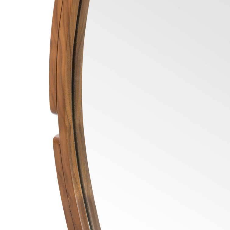 Jacobsen Walnut Wood Round Wall Mirror