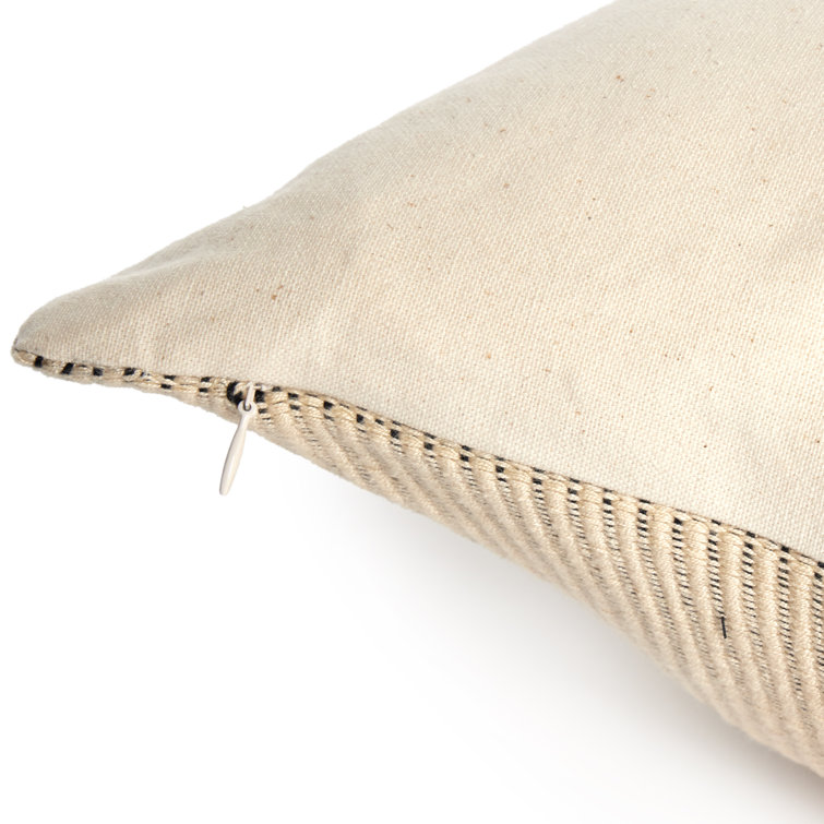 Handwoven Beige and Brown Cotton Square Pillow