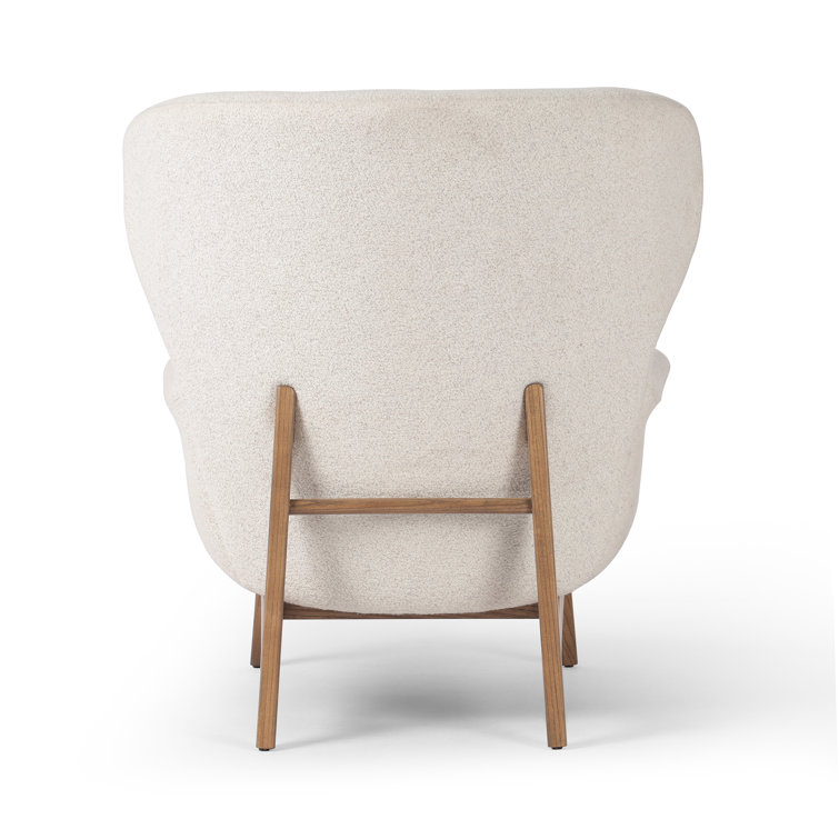 Neutral Polyester Blend Wingback Chair with Round Arms