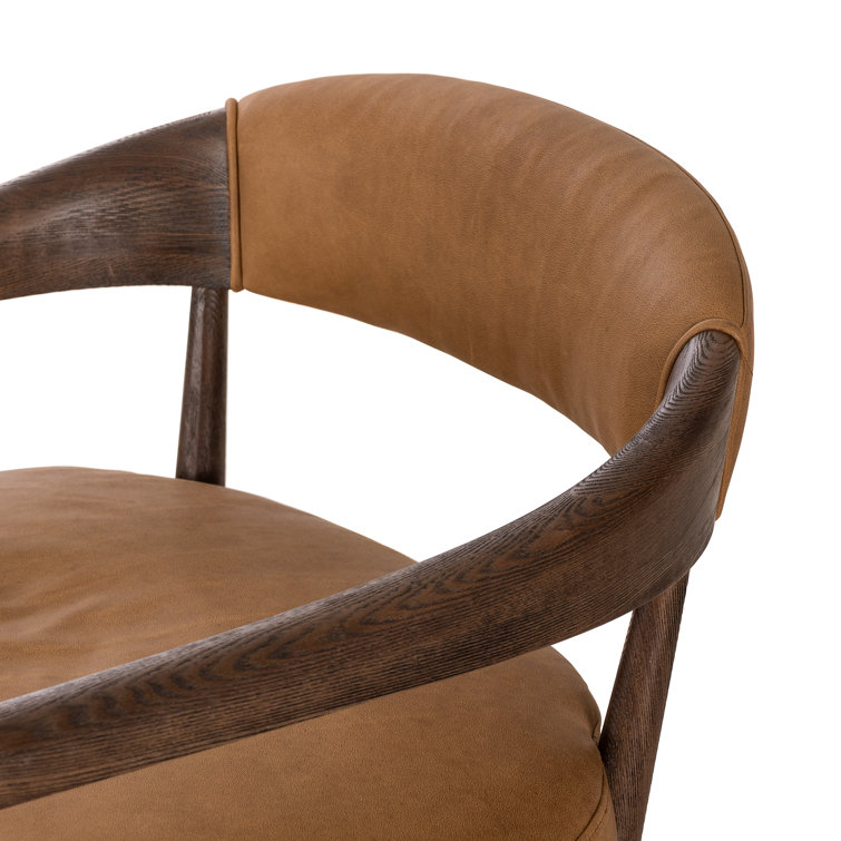 Sustainably Sourced Eucapel Cocoa Leather and Wood Chair
