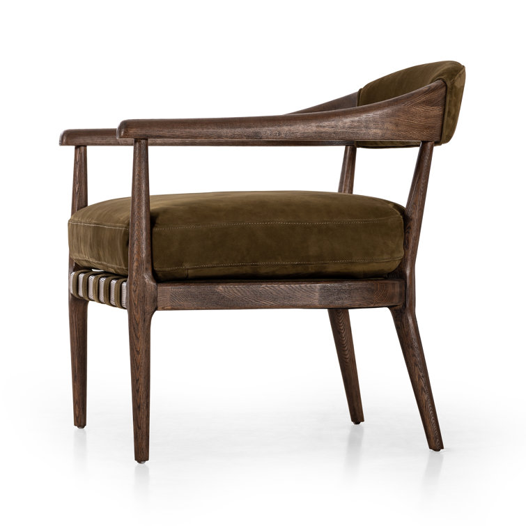 Cottswald Moss Nubuck Terra Brown Ash Wood Leather Chair