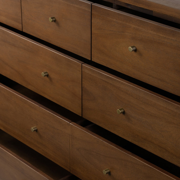 Sullivan Double Walnut Dresser with Brass Hardware