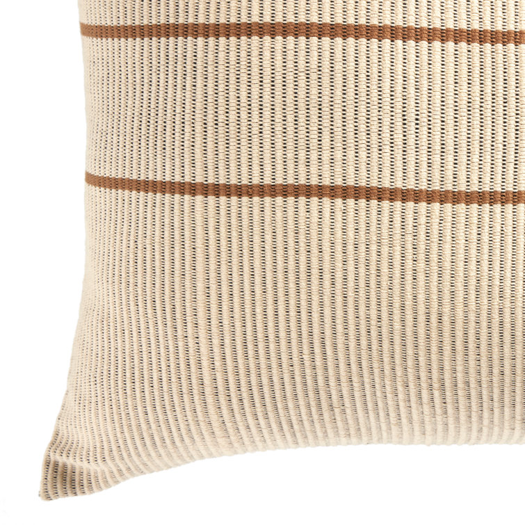 Handwoven Beige and Brown Cotton Square Pillow