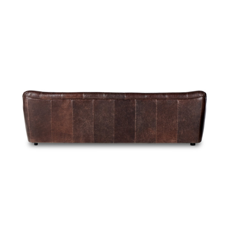 Farley Dark Brown Leather Tufted Armless Sofa
