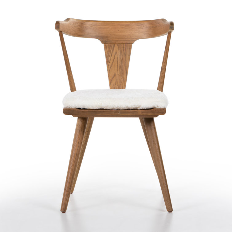 Sandy Oak Upholstered Slat Back Side Chair with Cushion