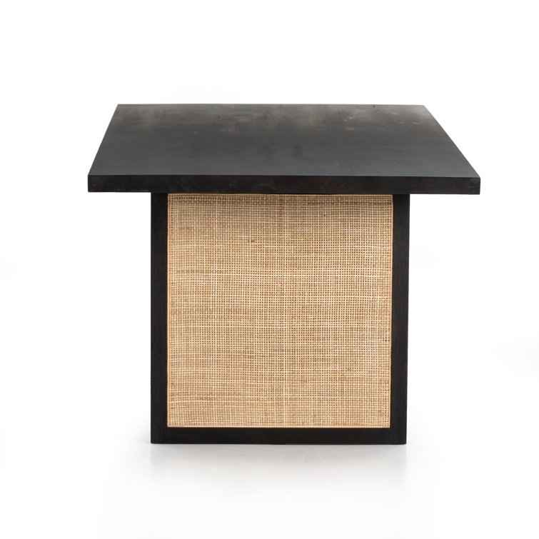 Clarita 84'' Black Mango & Natural Cane Contemporary Dining Table