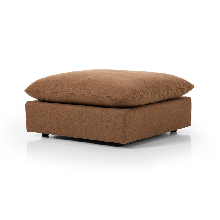 Brown Linen 4-Piece Sectional Sofa with Ottoman