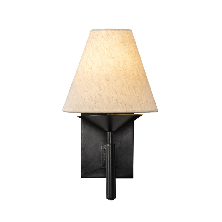 Black Iron Dimmable Wall Sconce with Beige Shade