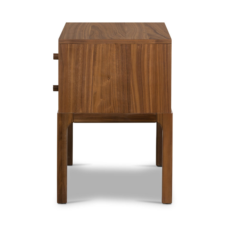 Daniella Campaign-Style 2-Drawer Natural Walnut Nightstand