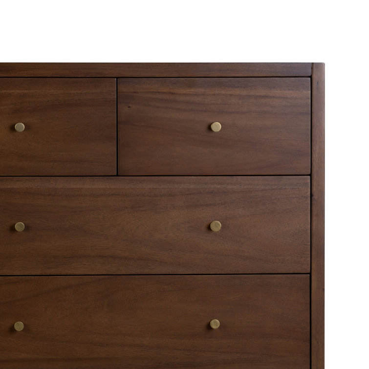 Sullivan Double Walnut Dresser with Brass Hardware
