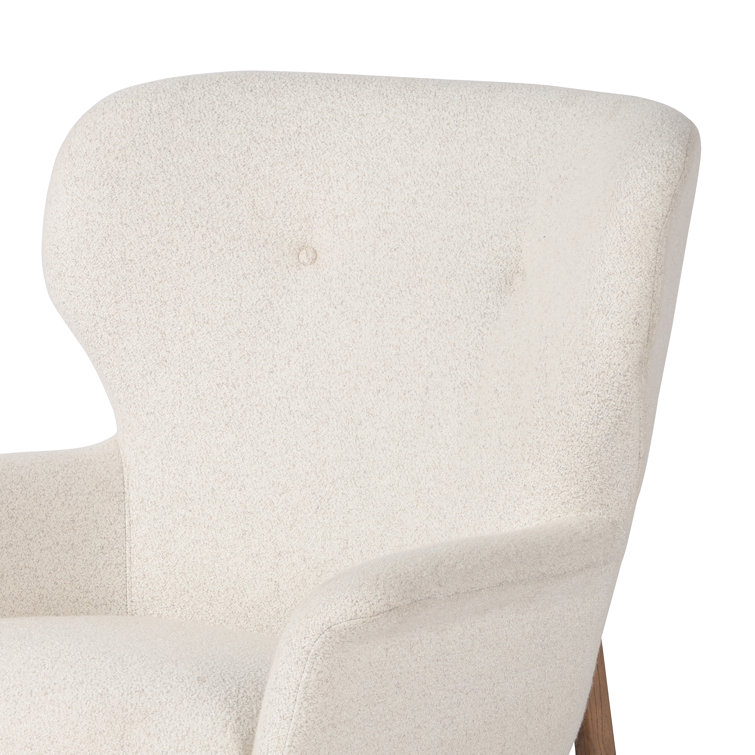 Neutral Polyester Blend Wingback Chair with Round Arms