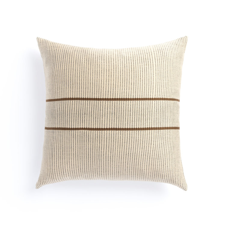 Handwoven Beige and Brown Cotton Square Pillow