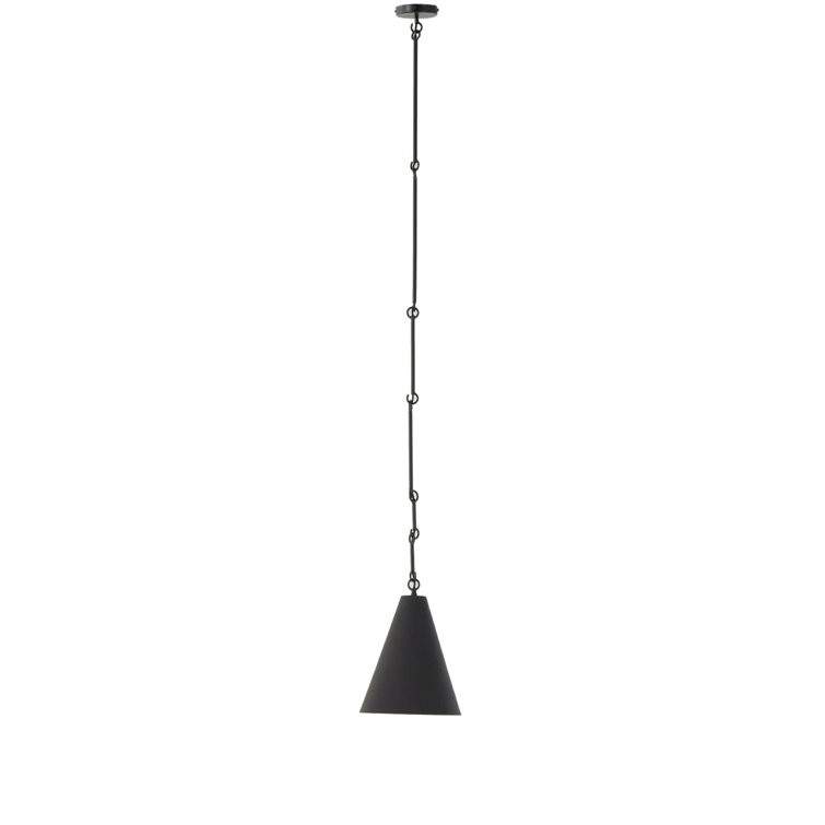 Matte Black 12" Pendant Light with Antiqued Iron Finish