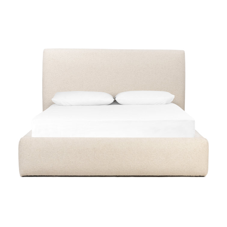 Lisbon Cream Upholstered Queen Bed with Slats and Headboard