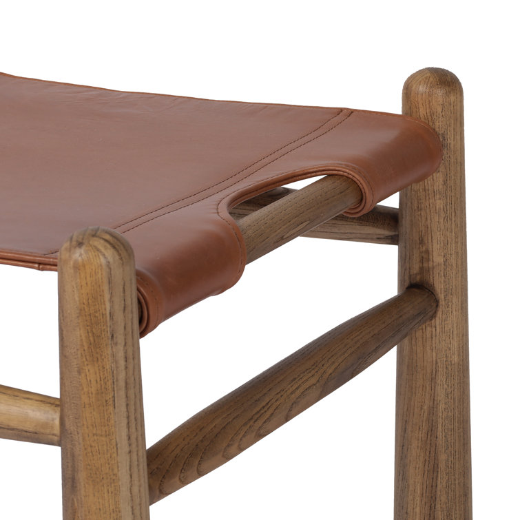 Dakota Tobacco Leather and Toasted Nettlewood Ottoman