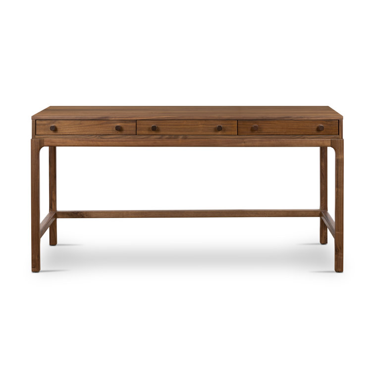 Daniella Modern Campaign Walnut Desk with Drawers - Brown