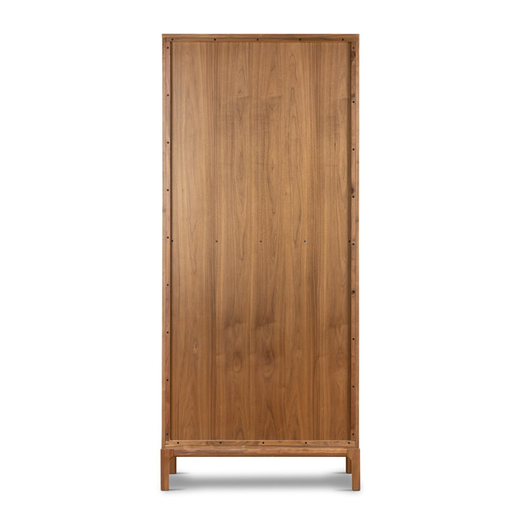 Cameron 88'' Brown Walnut Glass-Paneled Modern Curio Cabinet