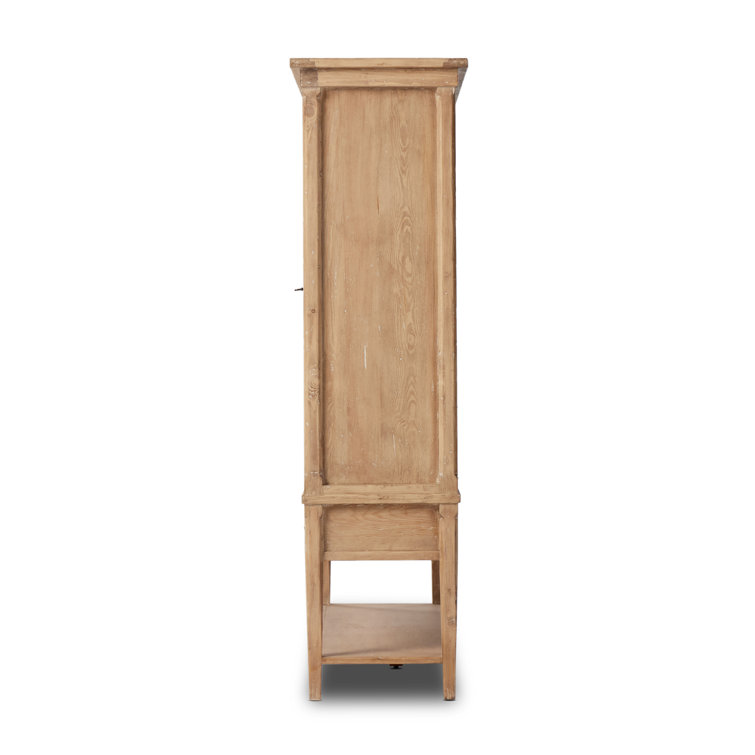 Natural Pine 4-Door Double Cabinet with Drawers
