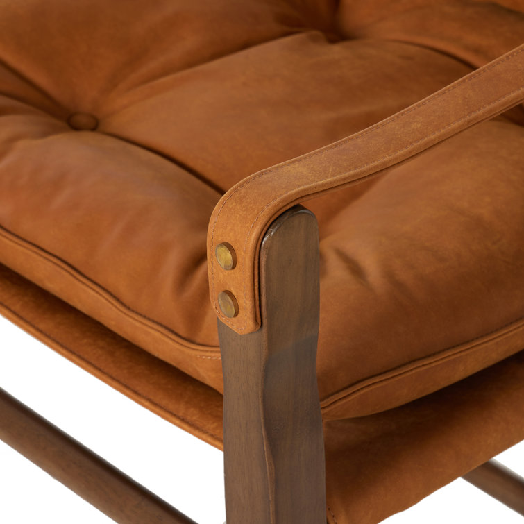 Kennison Cognac Leather Sling Accent Chair