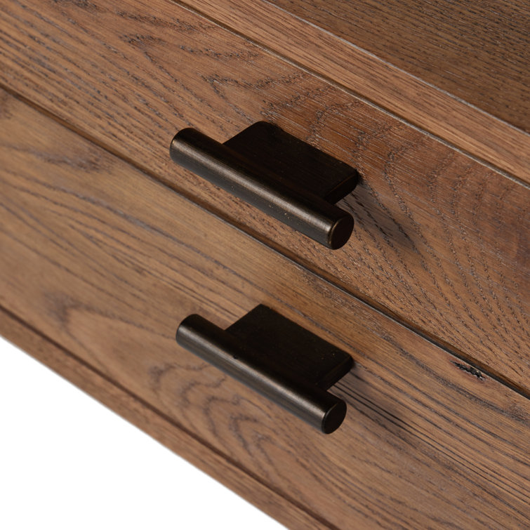 Rustic Weathered Oak Writing Desk with Drawers