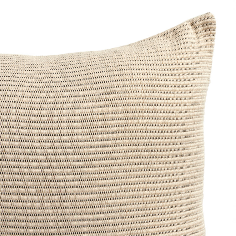 Handwoven Black and Beige Cotton Rectangular Throw Pillow 20" x 14"