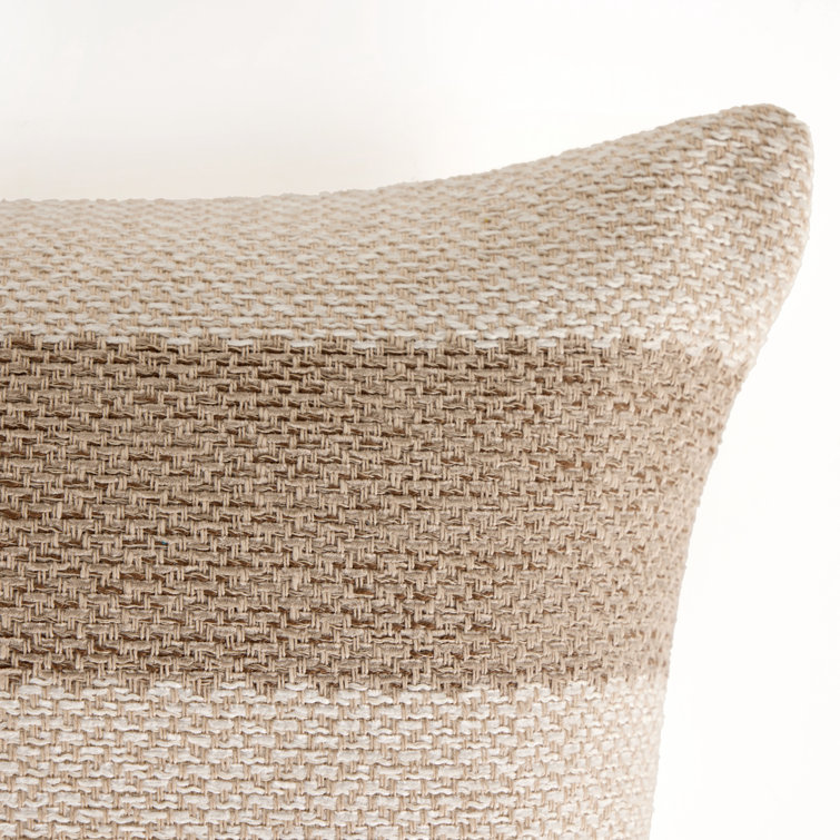 Tarbett Beige and Off-White Striped Square Outdoor Pillow