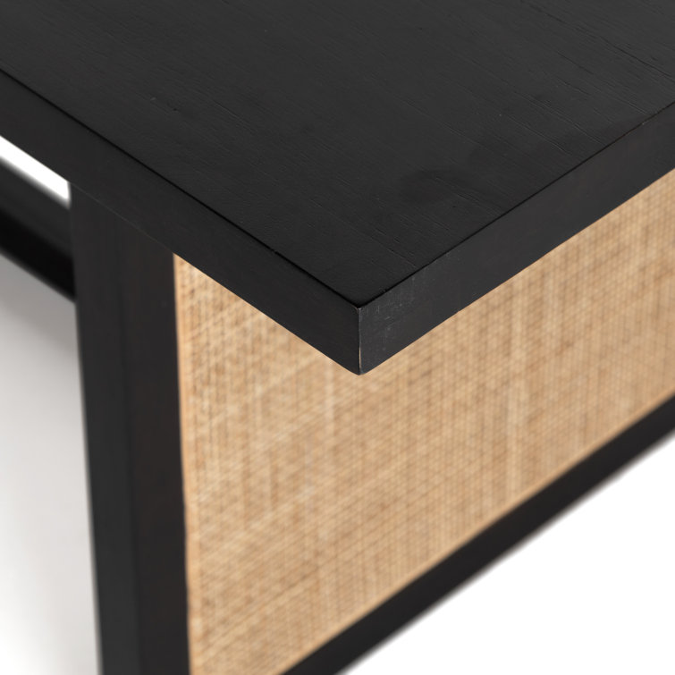 Clarita 84'' Black Mango & Natural Cane Contemporary Dining Table